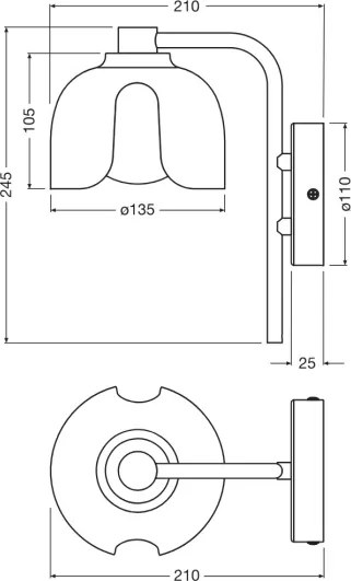 Osram - Lampă de perete DECOR COROLLE 1xG9/20W/230V neagră/aurie