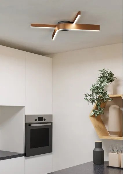 Eglo 901863 - Plafonieră LED RGBW FOLCINO-Z dimabilă, 2xLED/18W/230V, cupru/negru