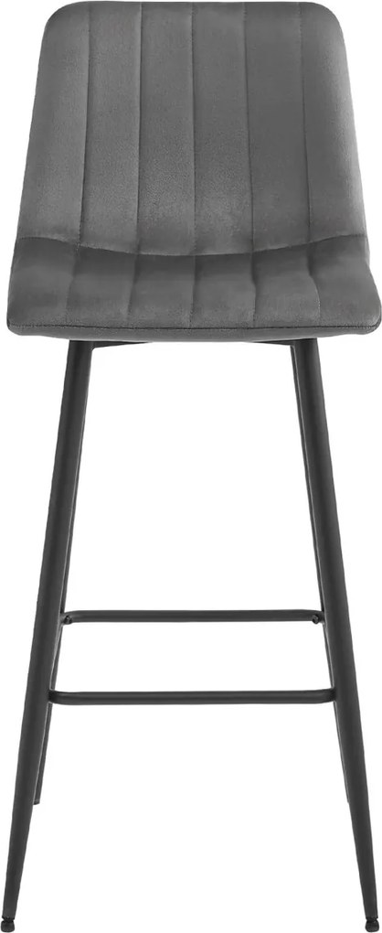 Scaun de bar POZZA VELVET cu picioare negre, gri inchis