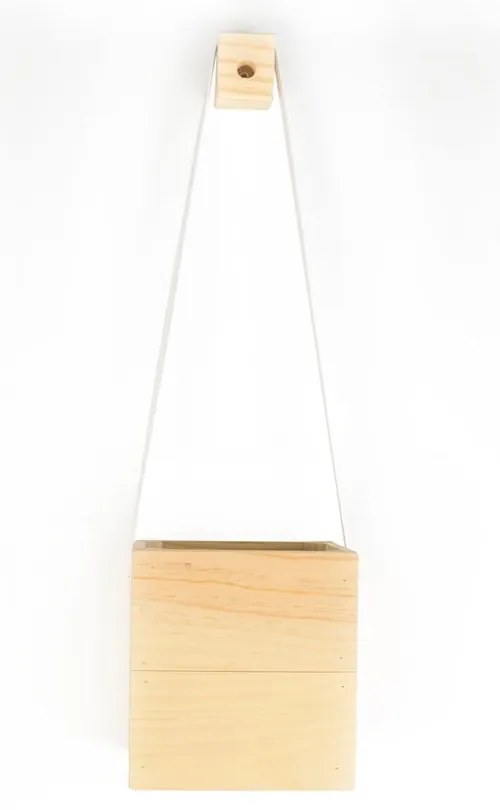 Ghiveci din lemn de brad Surdic Colgante, 17 x 62 cm, alb