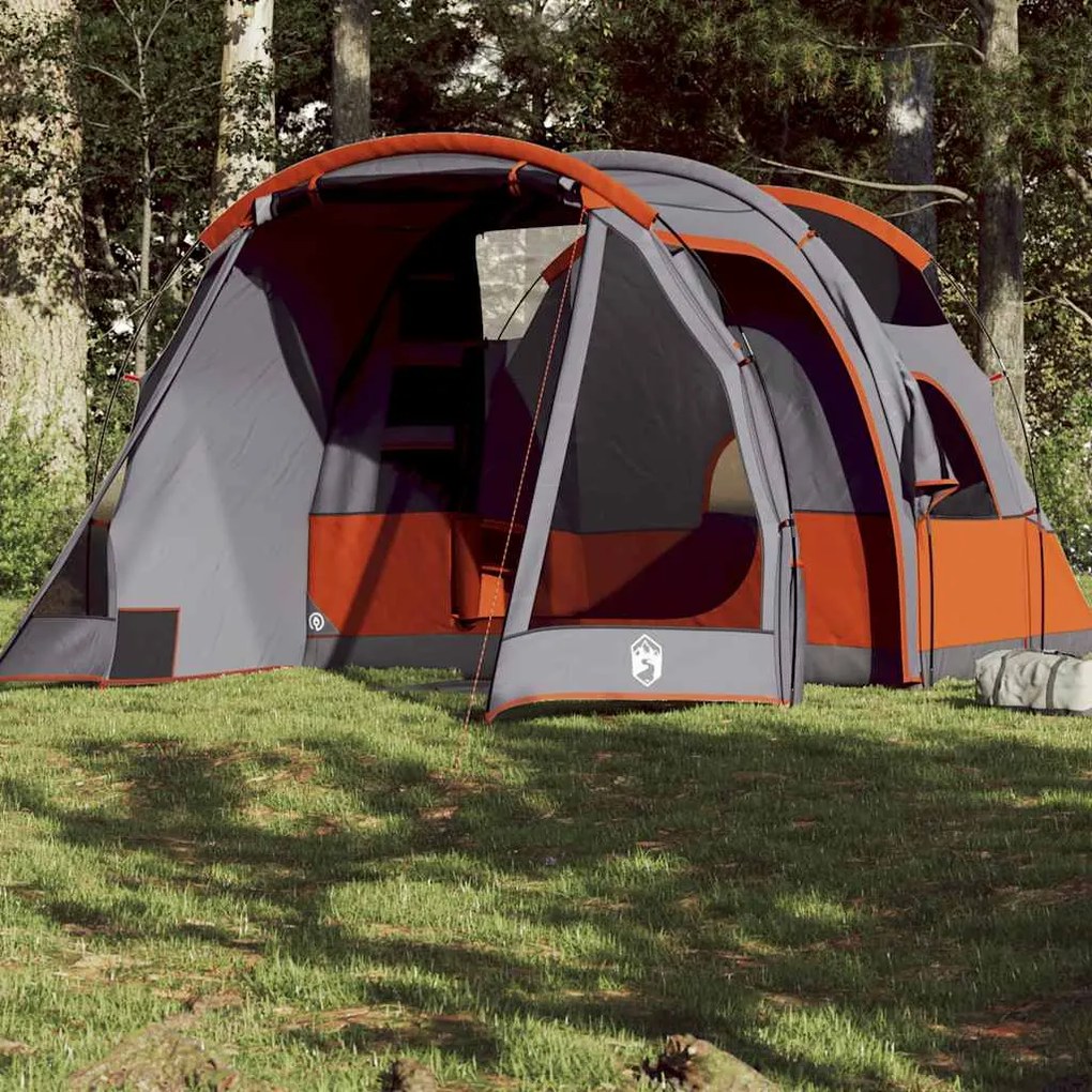 vidaXL Cort de camping tunel pentru 4 persoane, gri, impermeabil
