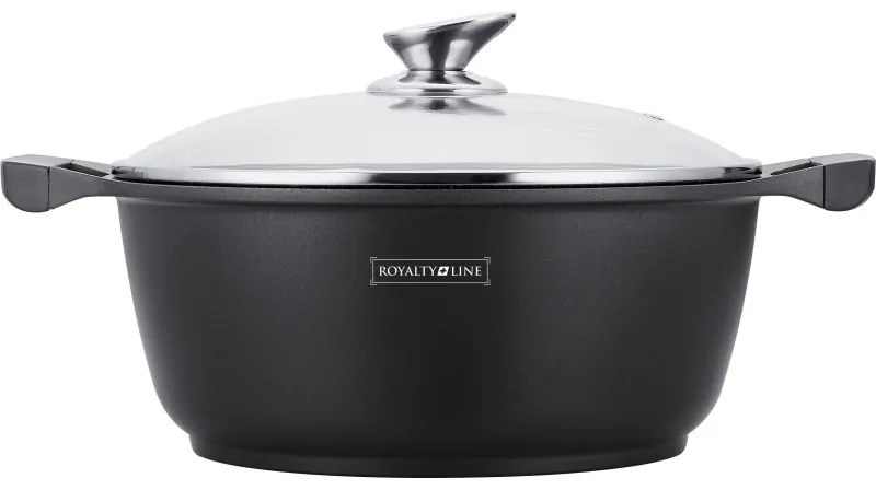 Oală marmorată antiaderentă cu capac 5.7L, 28 cm – Royalty Line BS28M, ușor de curățat, pentru toate tipurile de plite