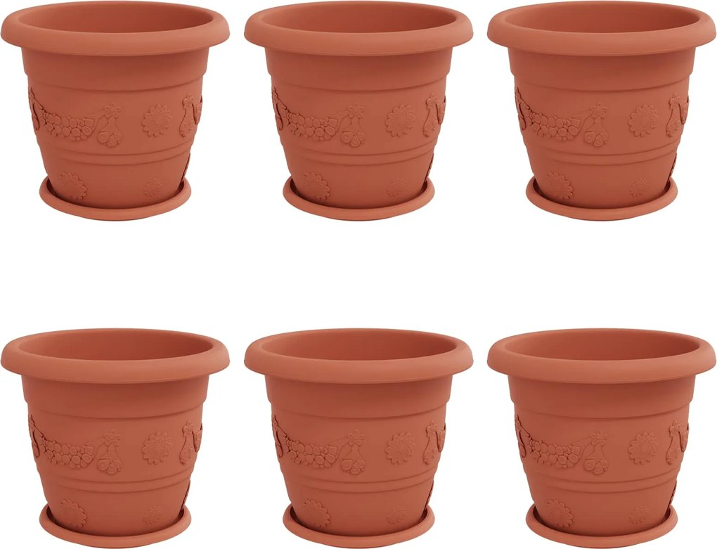 vidaXL Ghivece pentru plante 6 pcs Roșu cărămidă Ø 26 x 21.5 cm