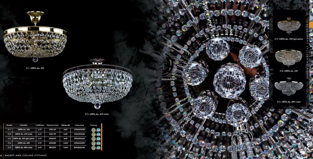 Plafoniera cristal Cristal Bohemia Exclusive diametru 35cm Gerta dia 350 CE