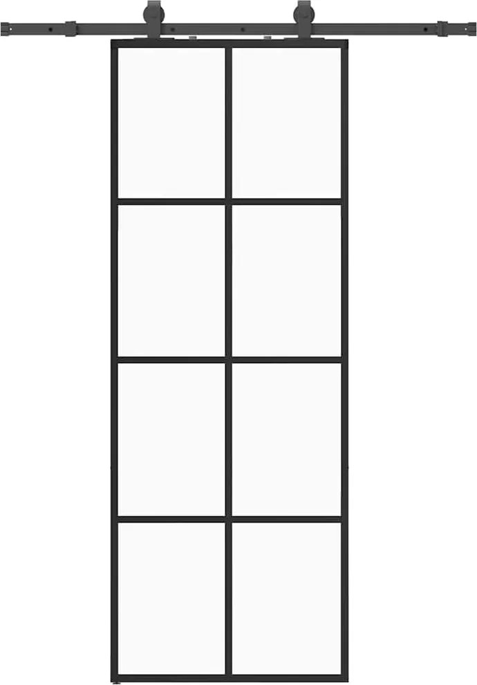 vidaXL Ușă glisantă cu set de feronerie neagră 76x205 cm Sticlă ESG