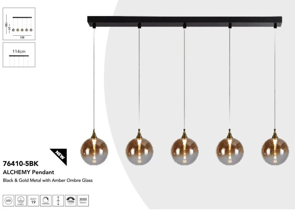 Lustra cu 5 pendule LED design modern minimalist Alchemy