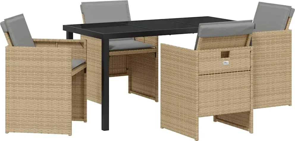 vidaXL Set de masă pentru grădină 5 pcs Bej poliratan