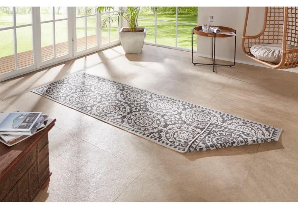 Covor adecvat pentru exterior NORTHRUGS Jardin, 80 x 350 cm, gri-crem