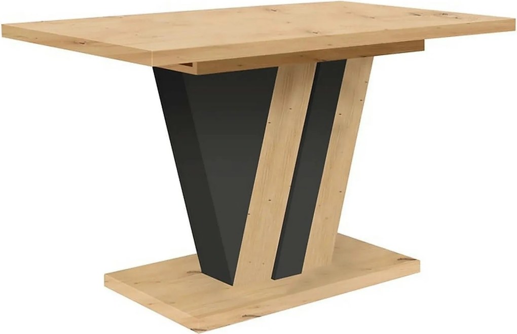 Masa extensibila ZATAR, stejar artisan/negru, PAL laminat, 125/170x75x