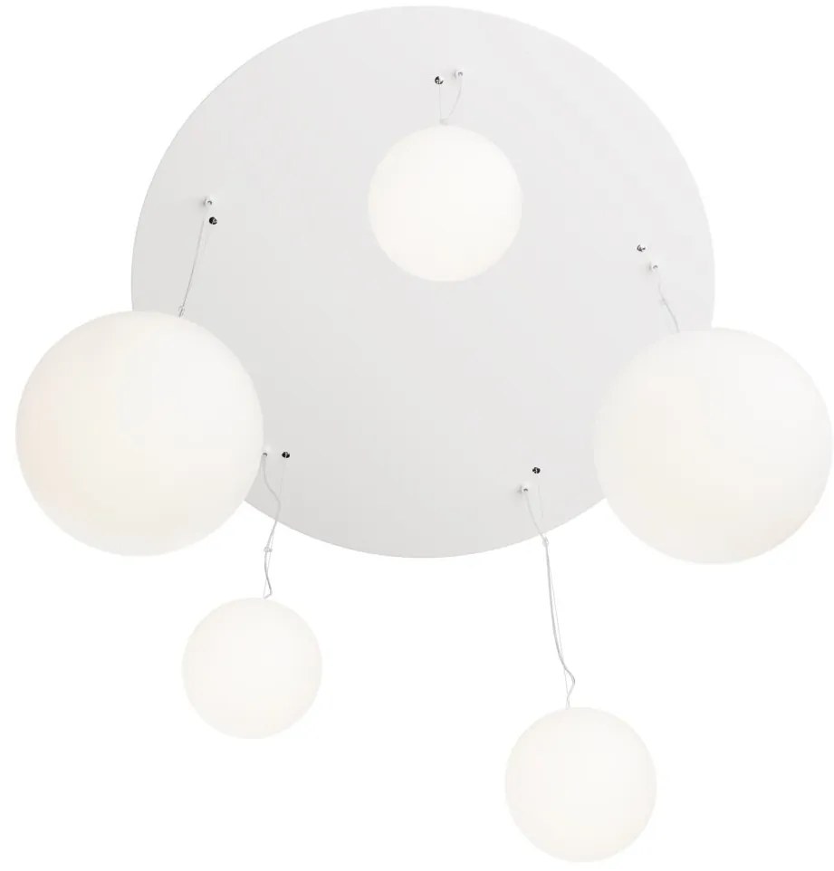 Lustra cu 5 pendule design modern Basic form alb