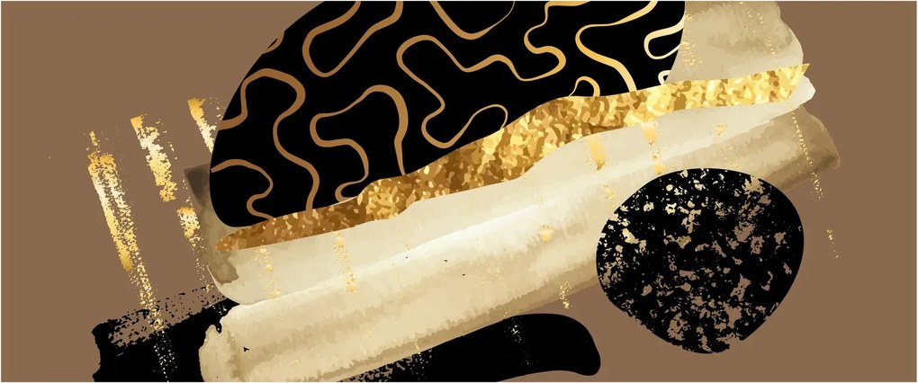 Tablou - Abstracție maro auriu N⁰3 (120x50 cm)