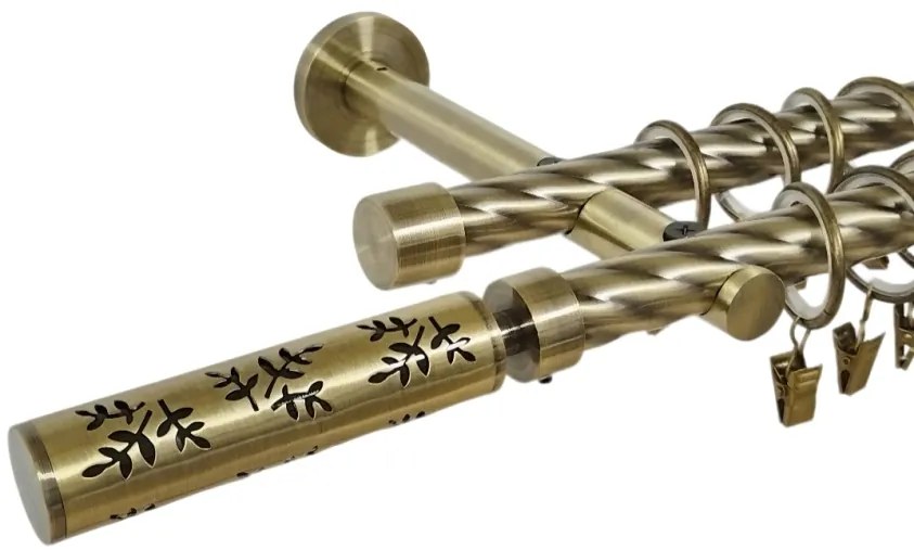 Galerie dubla twist prindere perete picior universal flora 19/19 aur antic (Alege marime: 140 cm)