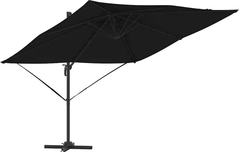 vidaXL Parasol Roma Negru 286 x 284 x 265 cm Aluminiu și poliester