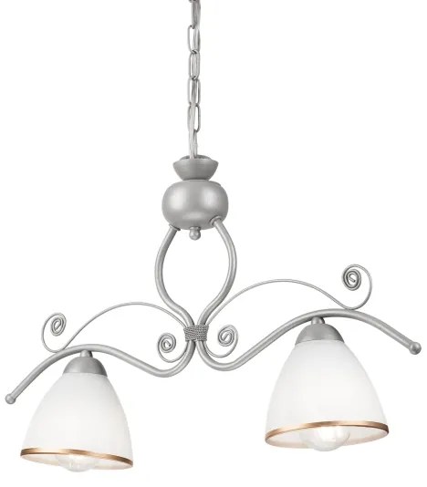 Lustră pe lanț RETRO 2xE27/60W/230V argintiu