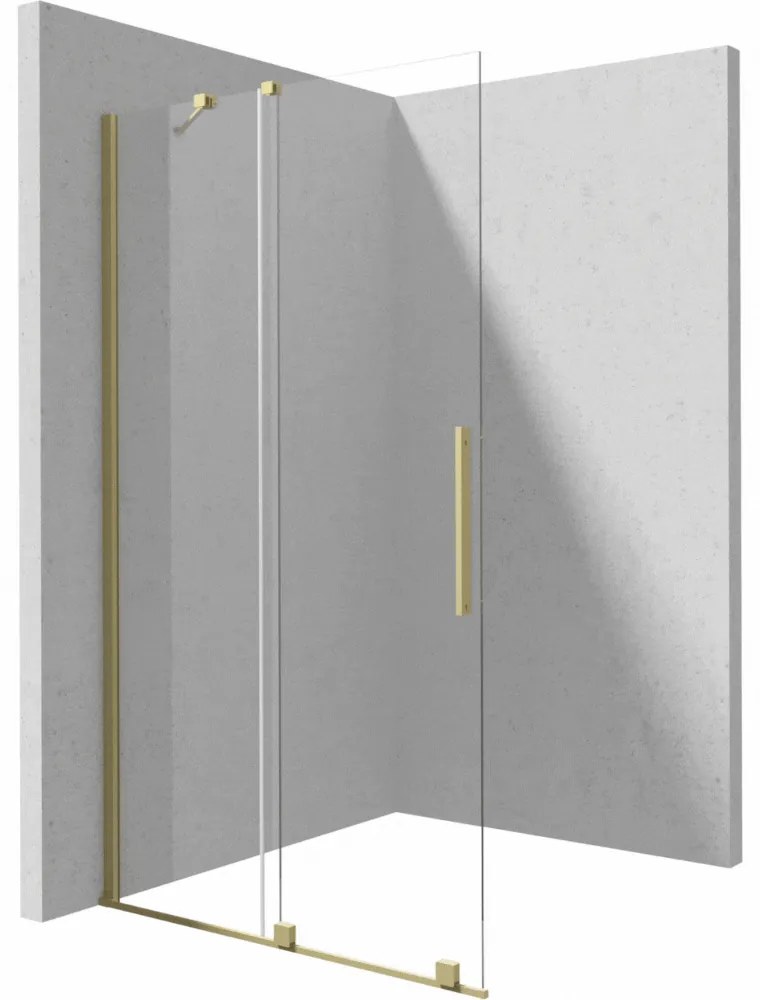 Paravan dus sticla securizata walk-in cu usa glisanta, 90x195 cm, auriu periat, Deante Prizma Auriu periat, 900x1950 mm