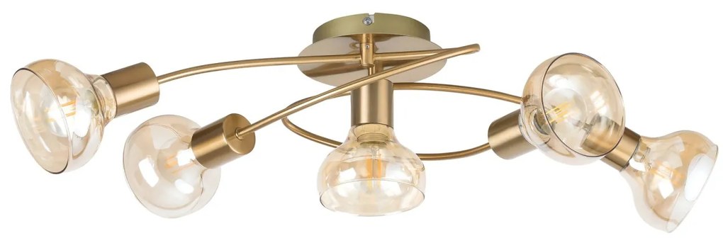 Lustra aplicata design modern Holly 5L auriu/amber
