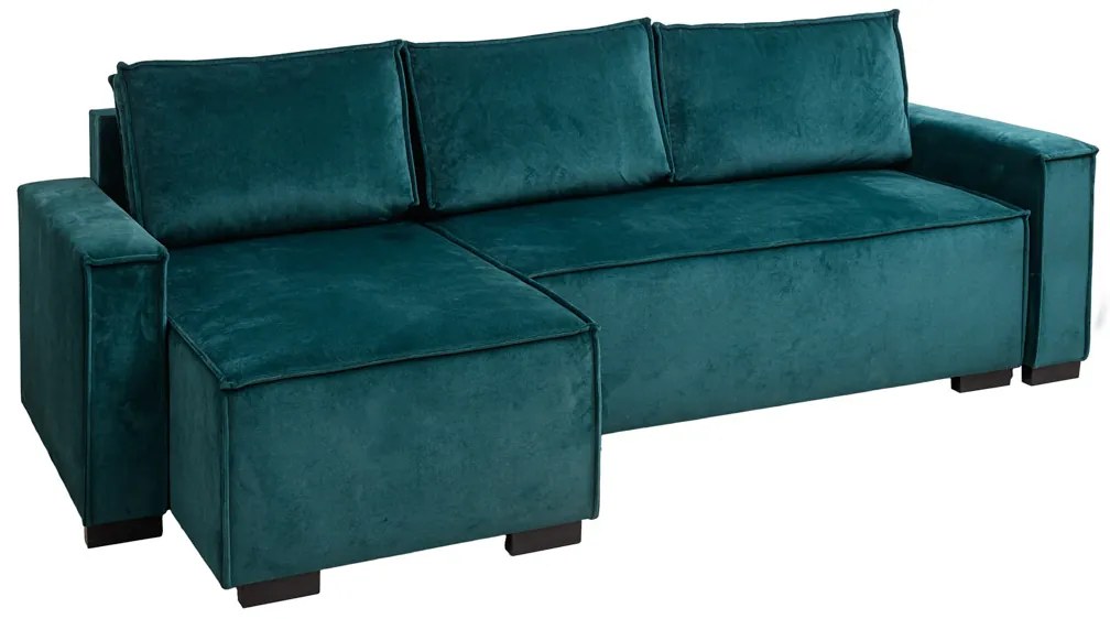 Canapea extensibila cu colt bilateral SMART VELVET, verde inchis