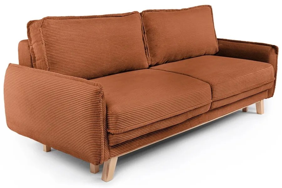 Canapea portocalie extensibilă cu tapițerie din catifea reiată 218 cm Tori – Bonami Selection
