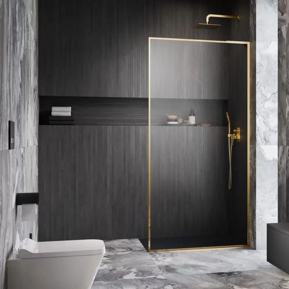 Paravan de dus tip Walk-in Radaway Modo F SL II auriu lucios-transparent 110 cm sticla securizata 8 mm dreapta