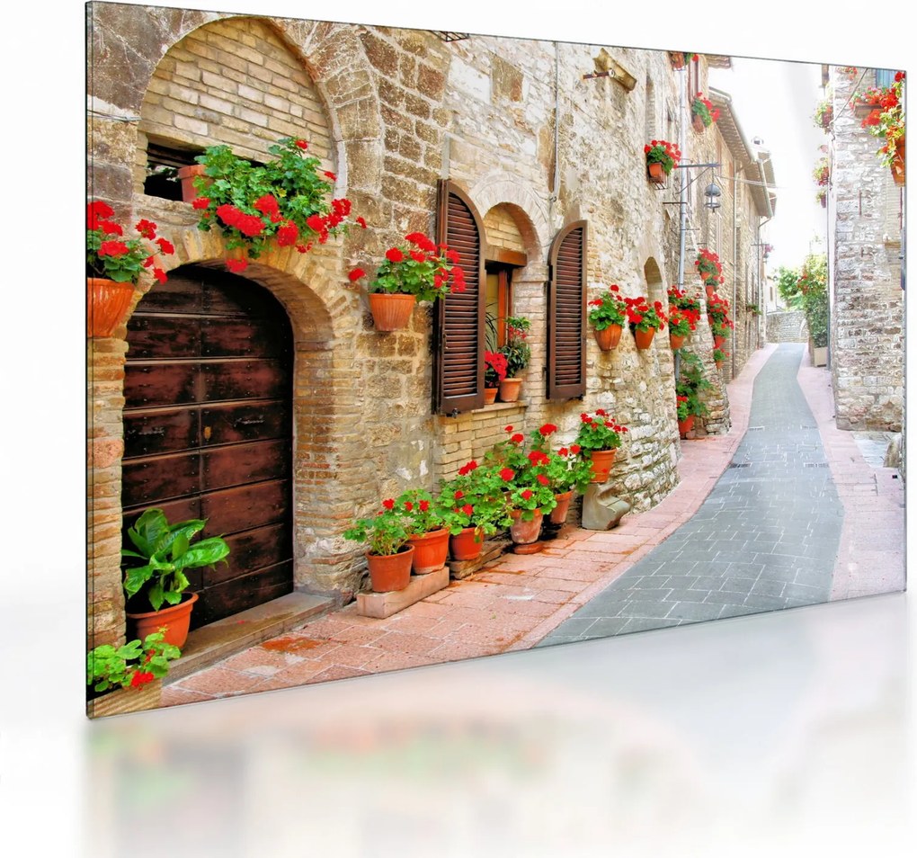 Tablou pe sticlă - Alee pitorească italiană (70x50 cm)