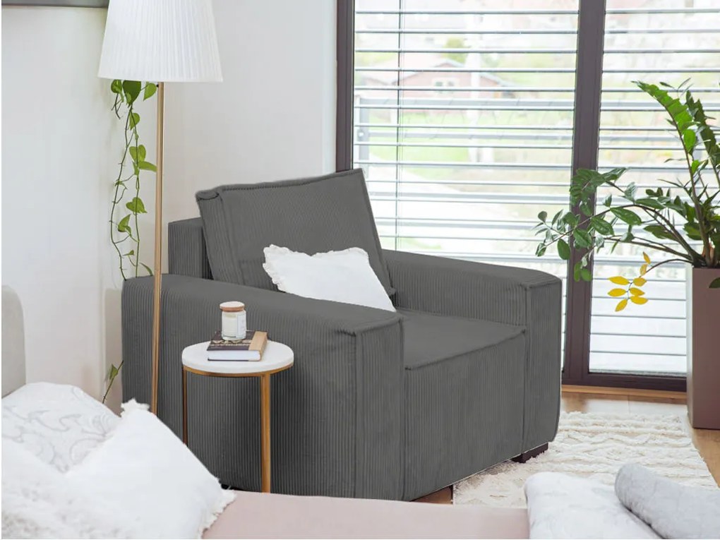 Fotoliu cu taburet SMART SET, gri inchis