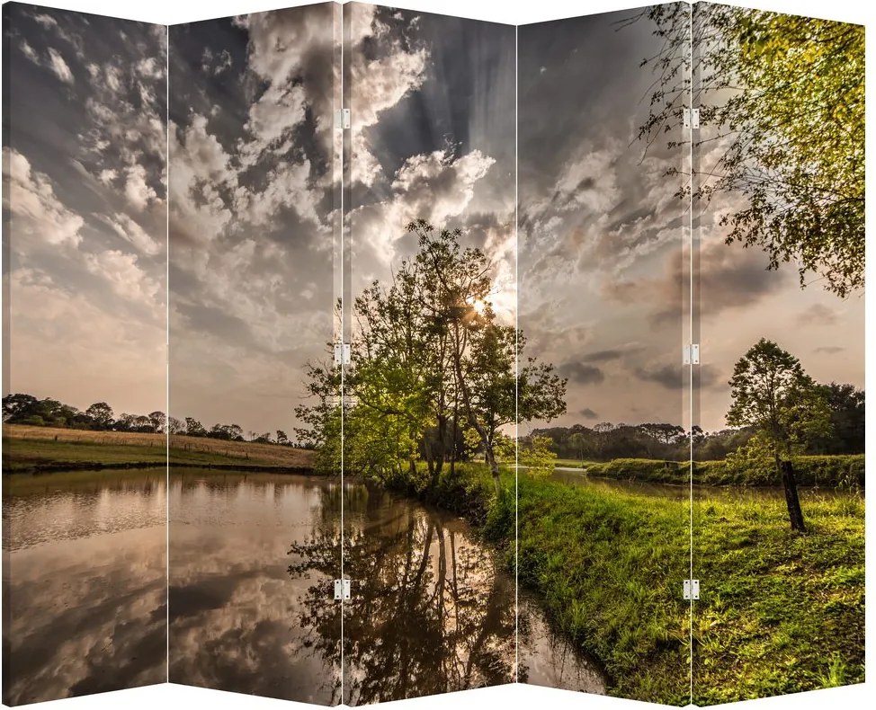 Paravan - Natura cu raze de soae (210x170 cm)