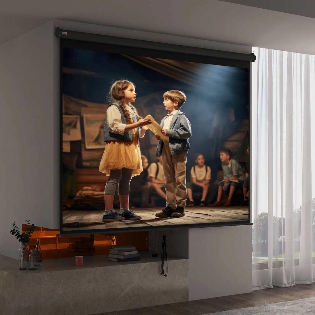 HOMCOM Ecran pentru Proiector 120 Inch Format 16:9/4:3 Reglabil, Ecran de Proiecție Compact, 244x183 cm, Negru | Aosom Romania