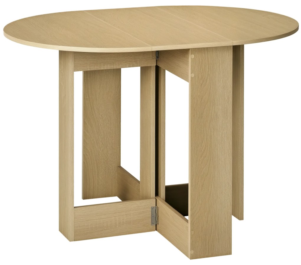 HOMCOM Masă Pliantă cu 2 Extensii Rabatabile, Masă Extensibilă cu Spațiu de Economisire, 104x76x73,7 cm, Lemn Natural | Aosom Romania
