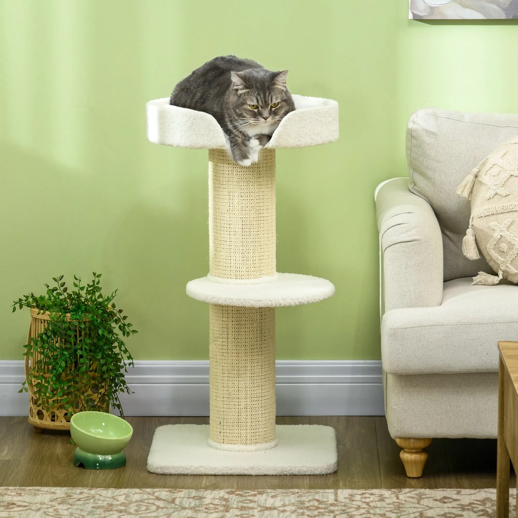 PawHut Stâlp de Zgâriat Per Pisici Con Lettino, Rivestimento Peluche E Palo In Sisal | Aosom Romania