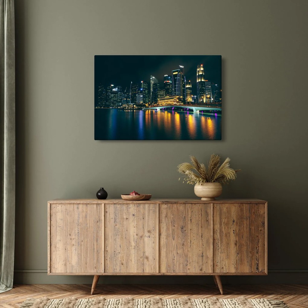 Tablou - Singapore noaptea (90x60 cm)
