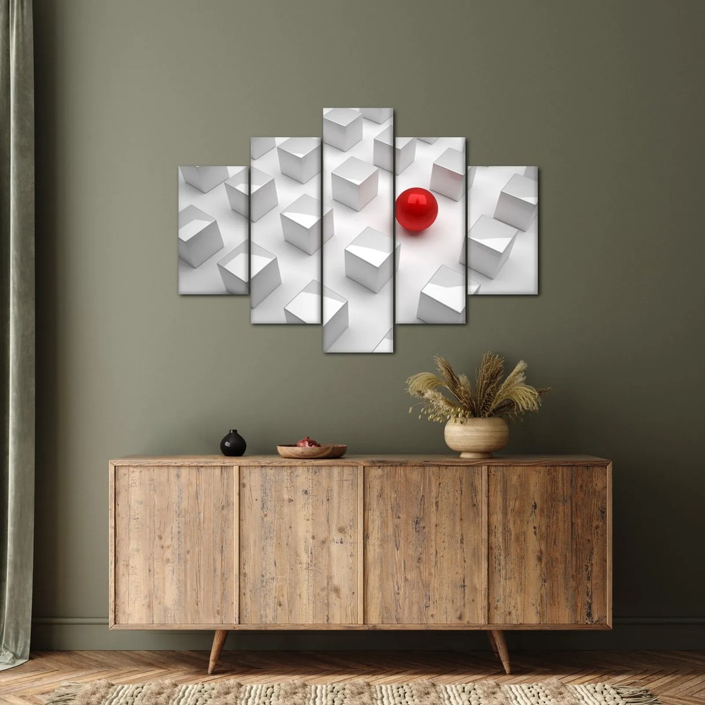 Tablou cu abstracție - cub cu bilă (150x105 cm)