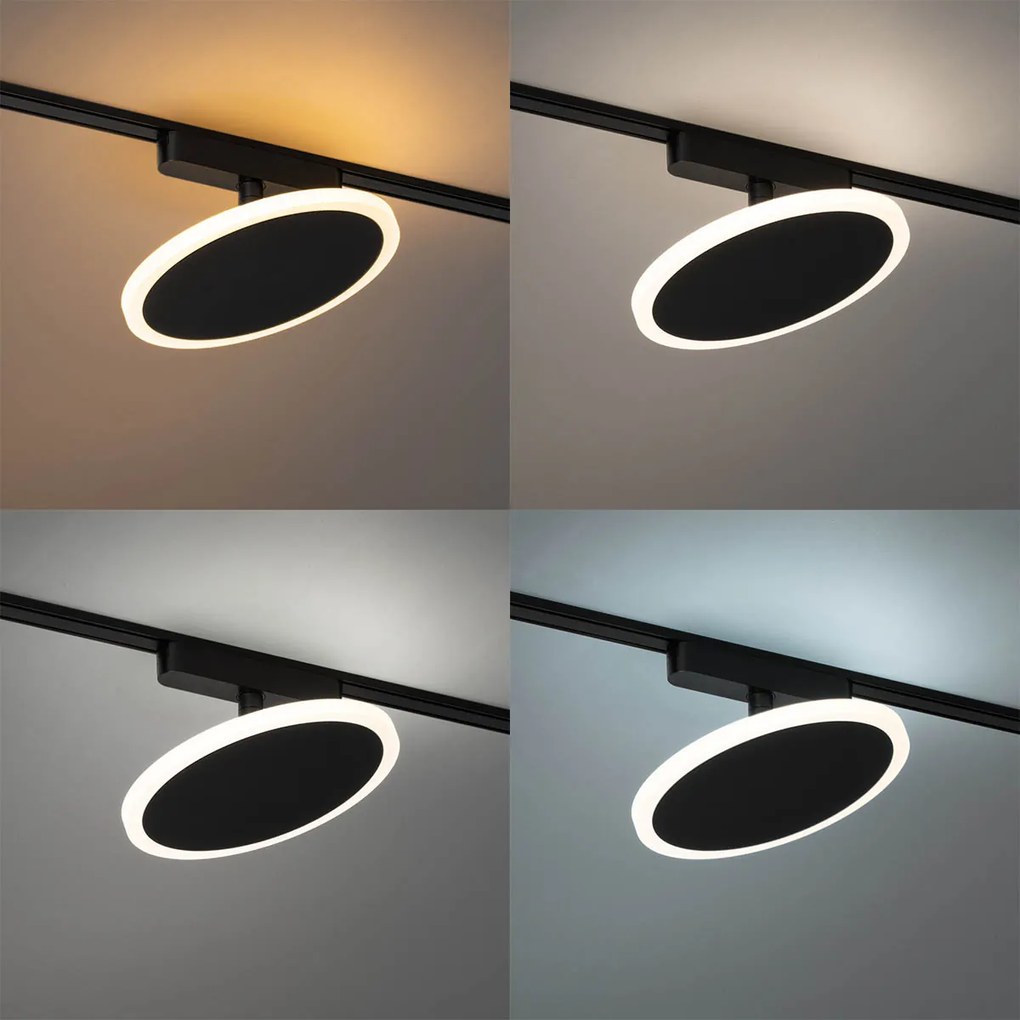 Spotlight modern negru pentru sistem de șine monofazat cu LED integrat - Magnetic Puk