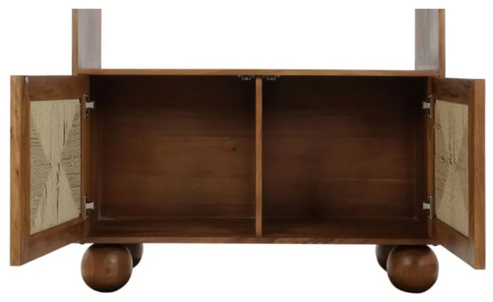Etajeră din lemn de acacia și rattan, H181 cm, „Savanah”