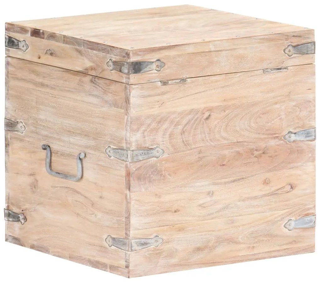 Cufar, 40x40x40 cm, lemn masiv de acacia 1, Maro deschis, 40 x 40 x 40 cm
