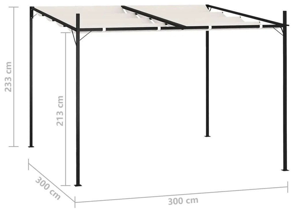 Pavilion cu acoperis retractabil, crem, 300x300x233 cm Crem, 300 x 300 x 233 cm