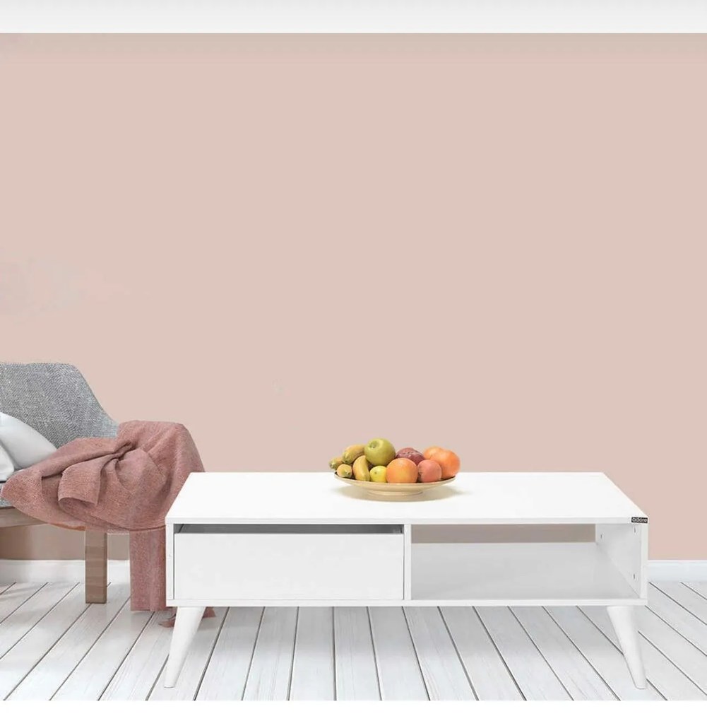 Masuta Cafea cu sertar Adore Living, Alb - Lemn Natural, 110 x 42 x 65 Cm