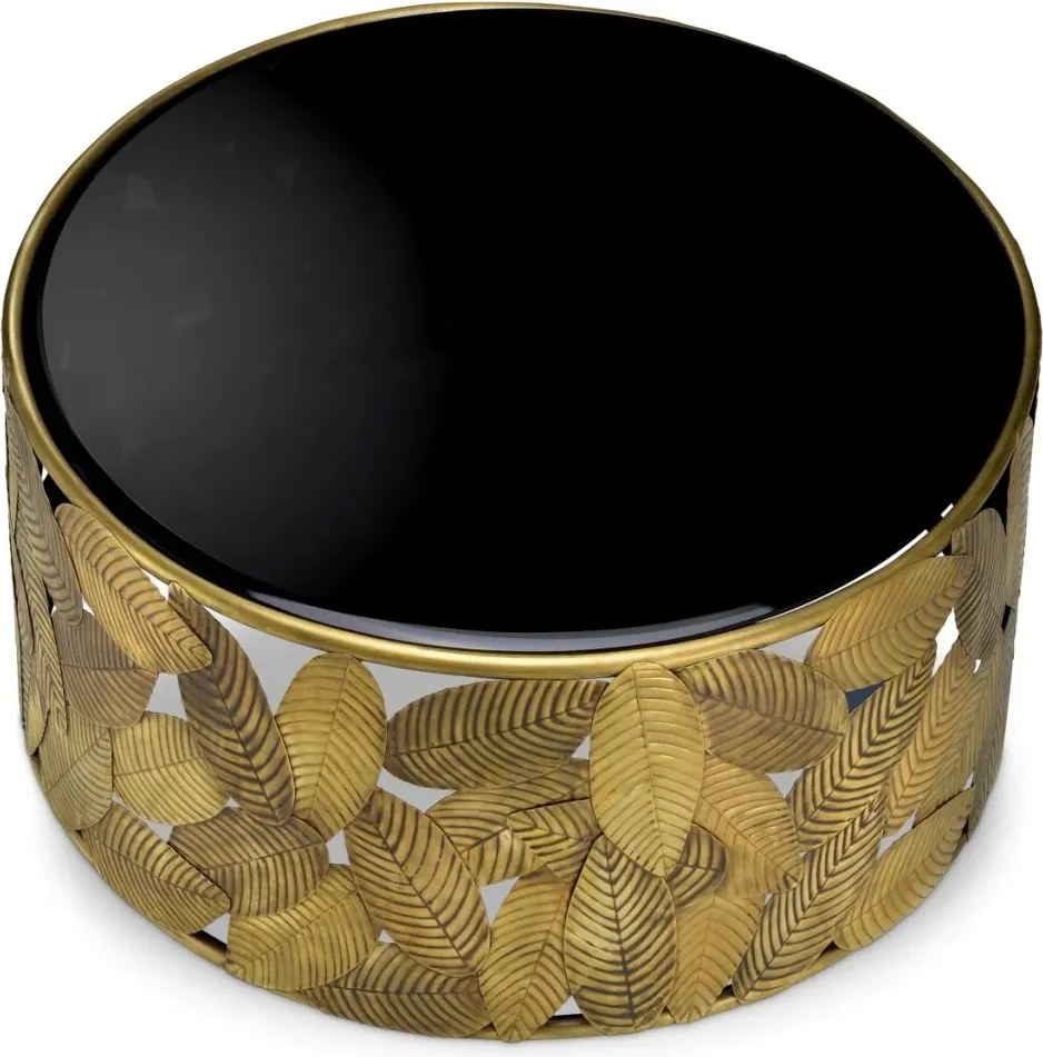 Masuta de Cafea Design LUX, Alama, Sticla, Negru, Botanico