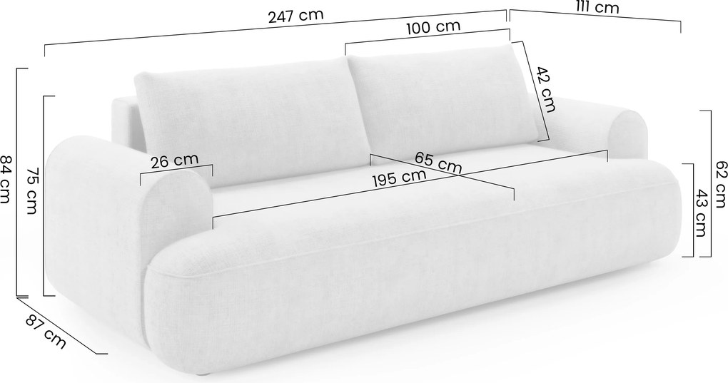 Canapea extensibilă pentru dormit Lotulis - chenille bej deschis Vibe 06