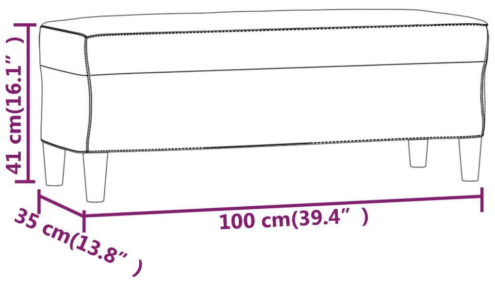 Banca, rosu vin, 100x35x41 cm, piele ecologica Bordo, 100 x 35 x 41 cm