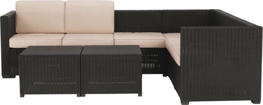 Set de grădină din rattan, 3 piese, maro/bej, RODEN