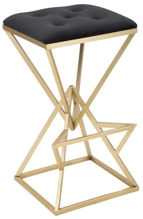 Scaun de bar negru/auriu tapițat (înălțime șezut 75 cm) Piramid – Mauro Ferretti