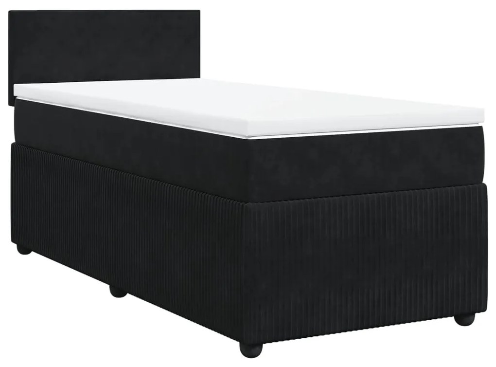 3287610 vidaXL Pat box spring cu saltea, negru, 90x190 cm, catifea