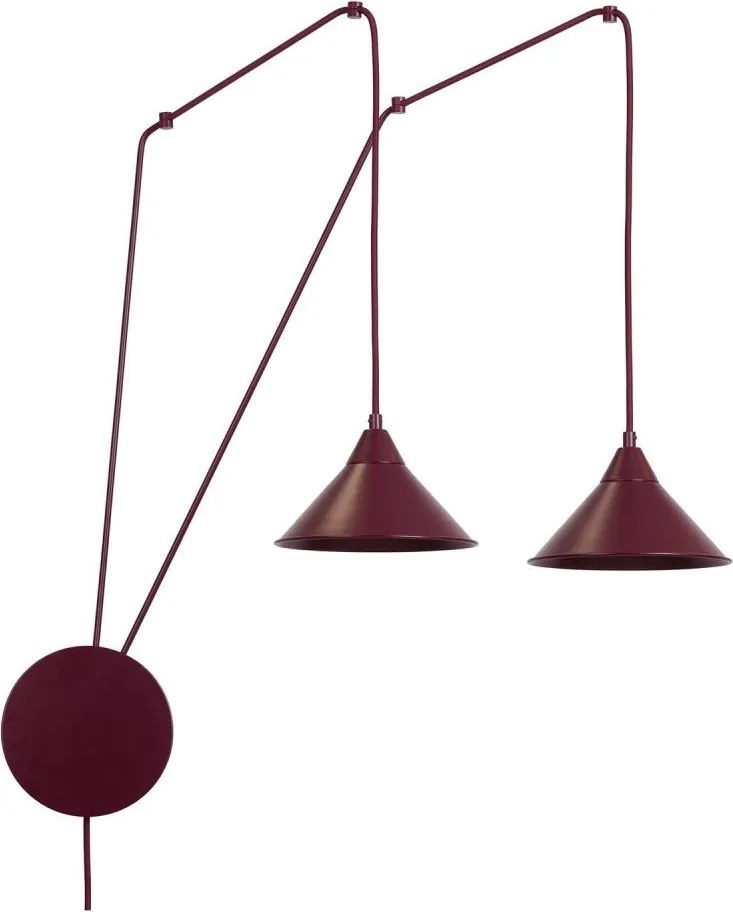 Lustră pe cablu ABRAMO 2xE27/15W/230V roșie