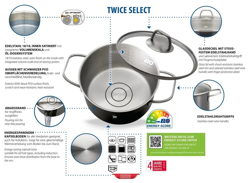 Elo 41400 Set de 4 oale din oțel inoxidabil TwiceSelect