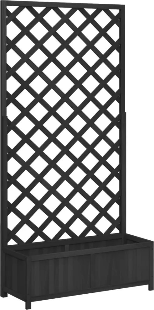 vidaXL Jardinieră cu spalier, negru, lemn masiv de brad