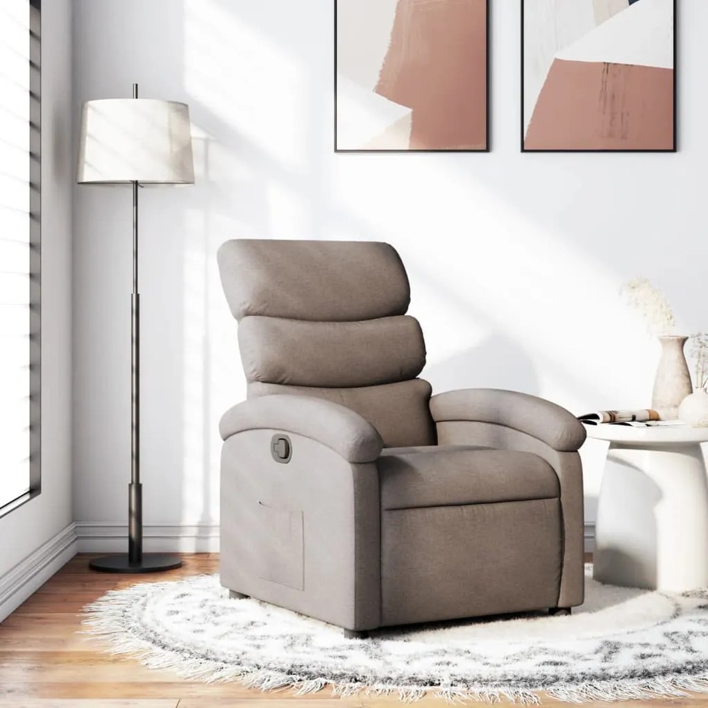 vidaXL Fotoliu rabatabil, gri taupe, material textil