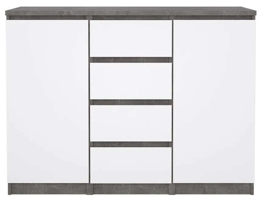 Comodă Simplicity 121 x 50 x 91 cm, gri / alb lucios