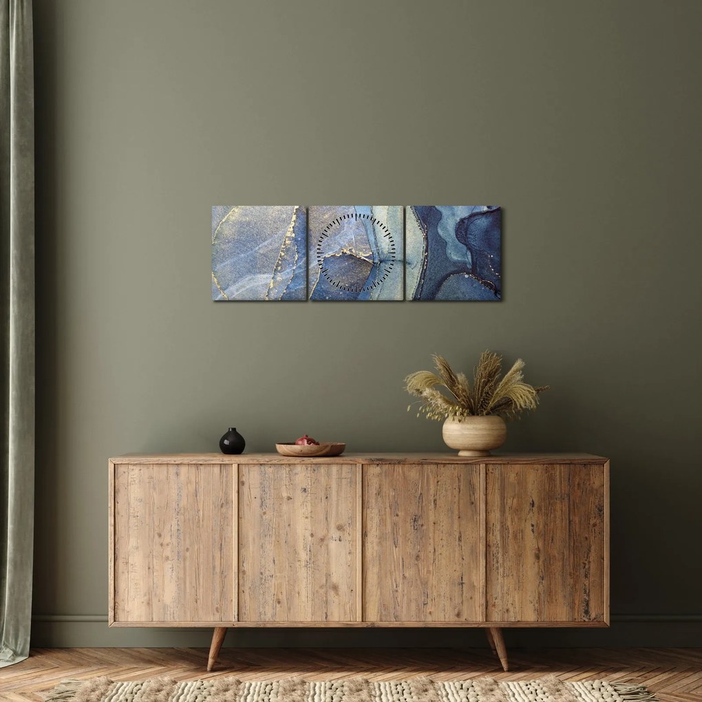 Tablou - Abstracție cu cerneală cu alcool (cu ceas) (90x30 cm)