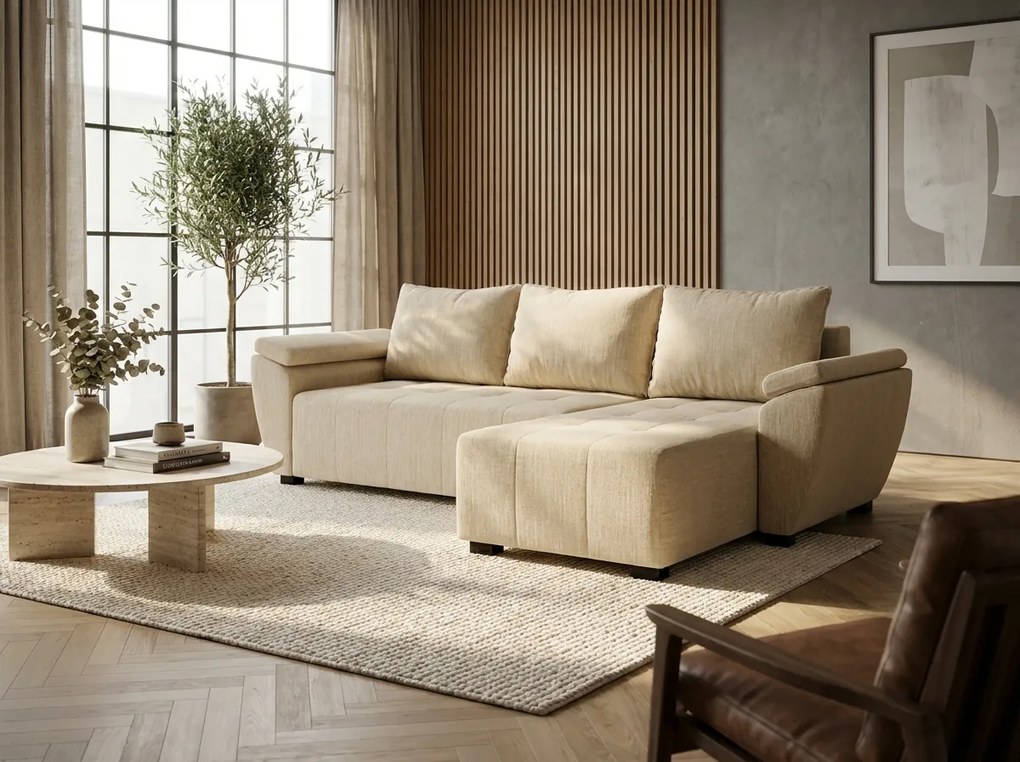 Coltar extensibil reversibil LIVARO 251x140 cm, crem