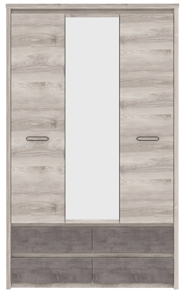 Dulap de haine Jolene 3D4S (cu oglindă) (castan nairobi + onyx). 1052974